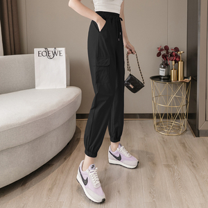 RY1731#速干防晒裤松紧腰宽松束脚九分裤轻薄透气休闲运动裤