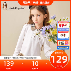暇步士童装女童打底衫新款秋季儿童格子假两件上衣纯棉polo衫
