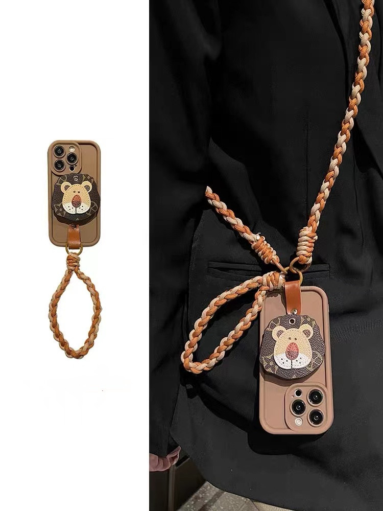 棕色奢华狮子头支架斜跨手绳软壳