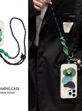 莫兰迪色块米奇公仔挂件适用苹果16promax手机壳新款iphone15高级感14pro斜跨13可背挂绳ip17网红女小众防摔