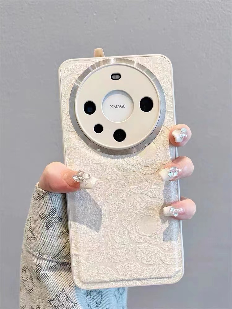 金属框皮质浮雕山茶花软壳