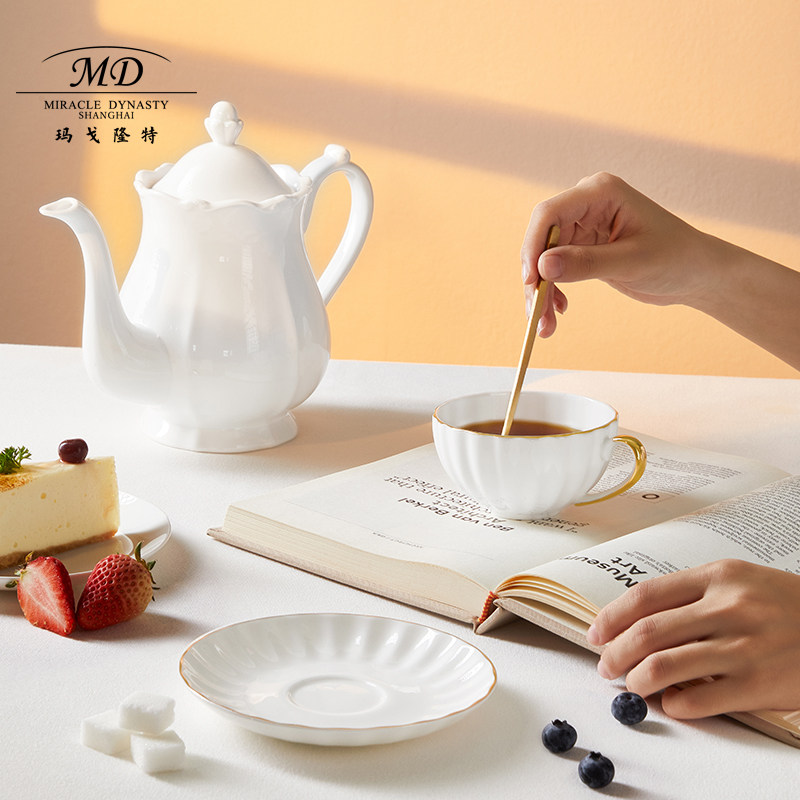 玛戈隆特骨瓷咖啡杯套装情侣对杯2人份欧式家用高档精致女高颜值