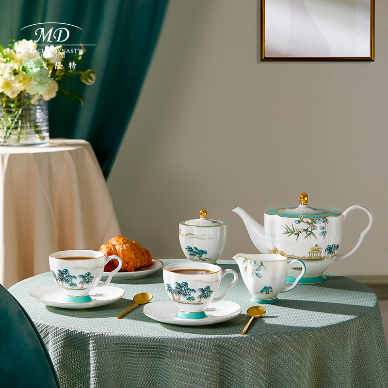 玛戈隆特骨瓷茶具套装西湖盛宴茶咖具乔迁茶具礼物新中式茶具