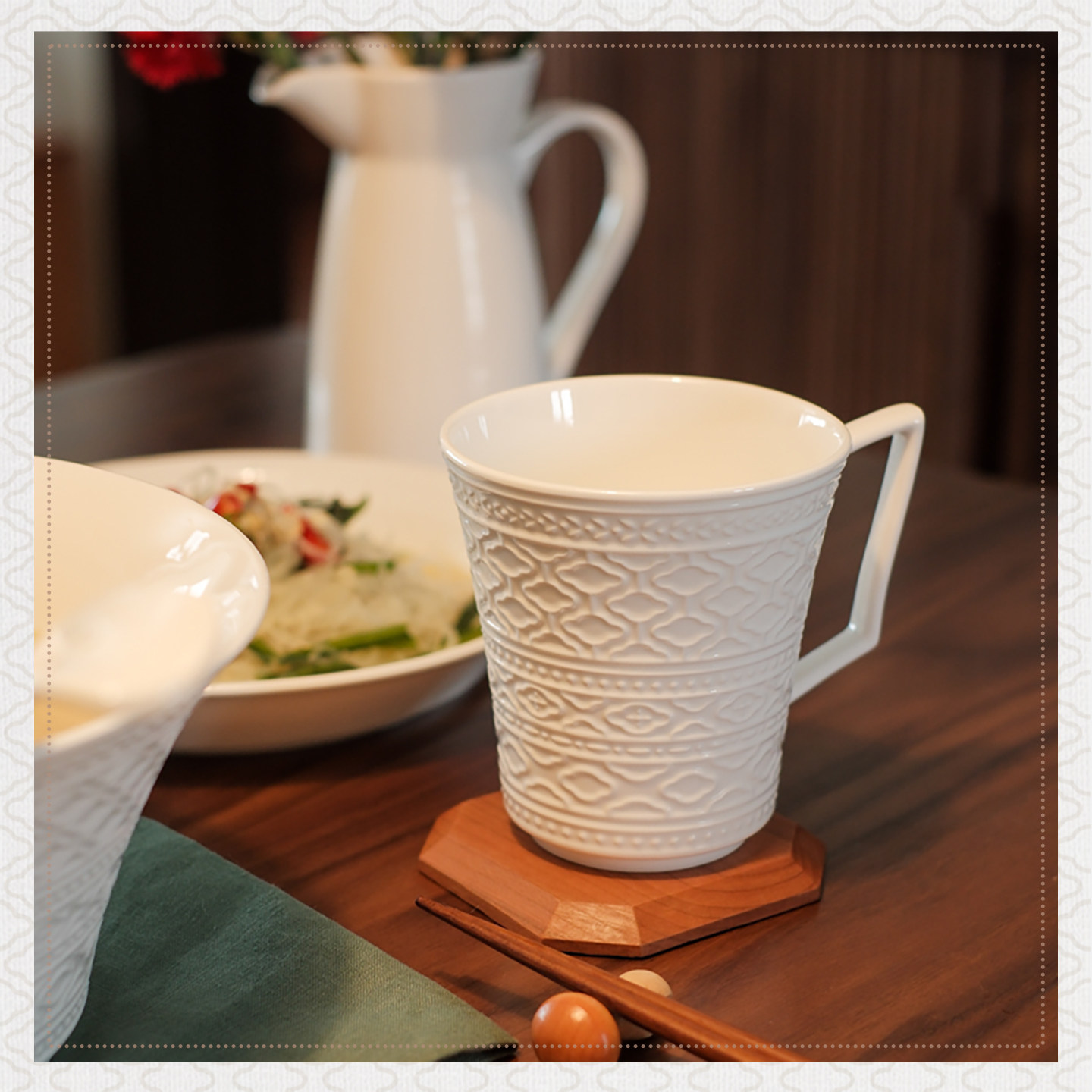 马克杯玛戈隆特细瓷纯白浮雕