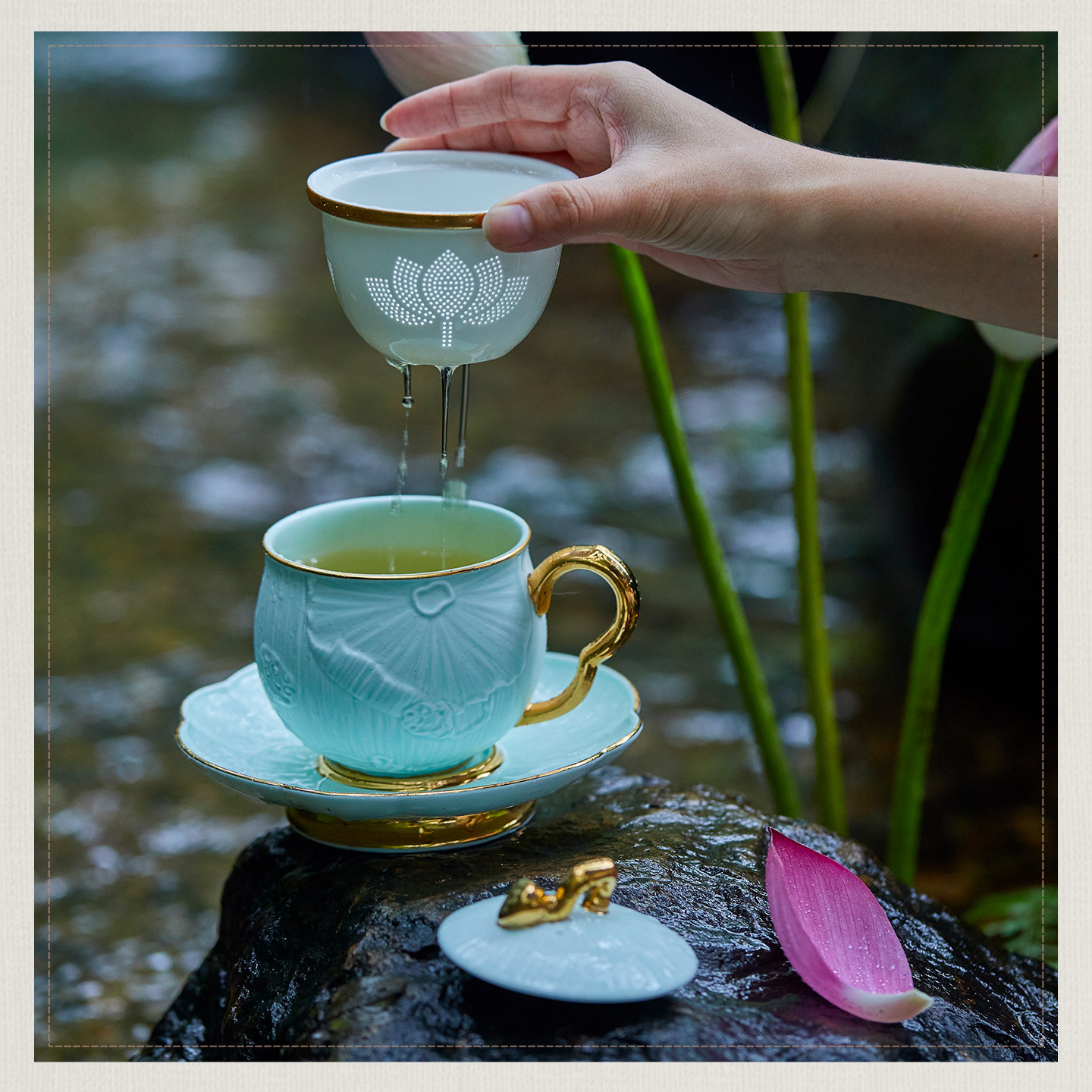 玛戈隆特骨瓷滤茶杯新品中式