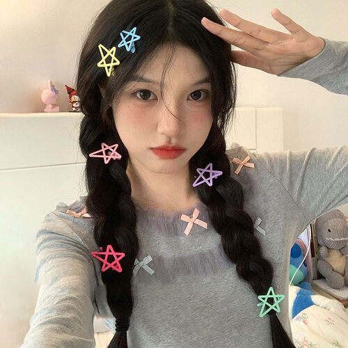 彩色星星发夹女侧边刘海发卡可爱