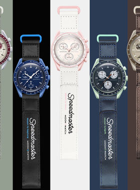 适配omega欧米茄swatch斯沃琪联名星球超霸登月系列魔术贴手表带