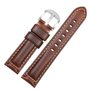 适配FOSSIL化石真皮手表带 男FS5061/5237棕色复古油蜡牛皮带22mm