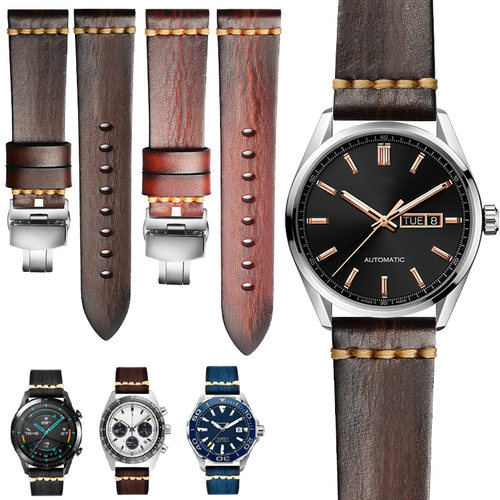 vck真皮表带适配豪雅天梭卡西欧