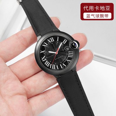 适配卡地亚蓝气球黑骑士手表带 WSBB0015尼龙帆布凸口男表链20mm