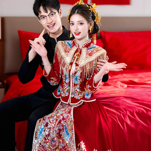 秀禾服婚服2026新款小个子红色敬酒服修身中式订婚结婚礼服高级感