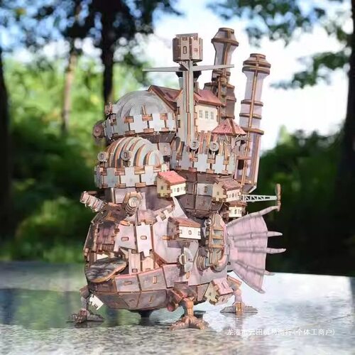 2025木质哈尔的移动城堡拼装模型积木制玩具动漫摆件3d立体拼图