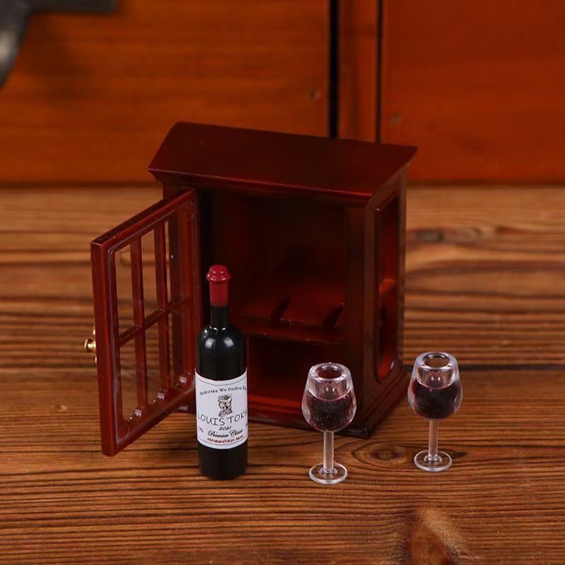 迷你微缩食玩仿真红酒模型摆件微缩场景道具微缩食玩红酒模型壁柜