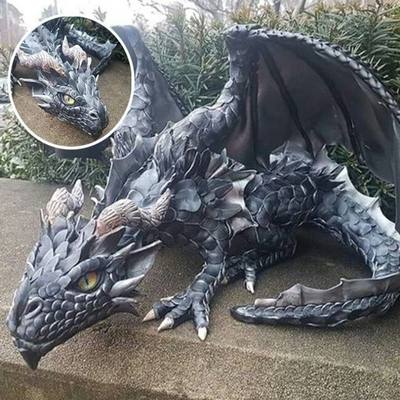 独立站新款 Big Squatting Dragon Sculpture 大蹲龙雕塑花园摆件