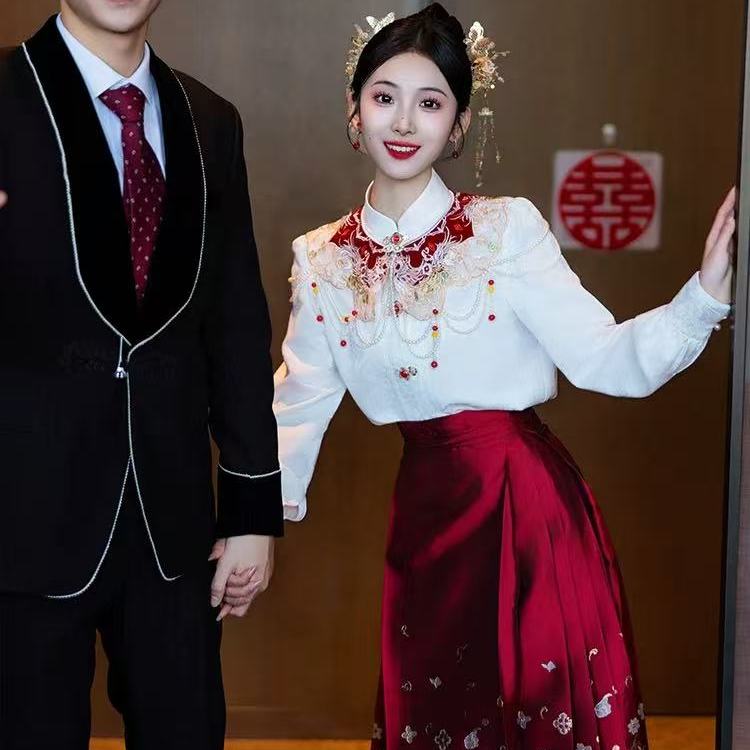 马面裙婚服新款敬酒服新娘订婚礼服套装小个子新中式嫁衣长裙