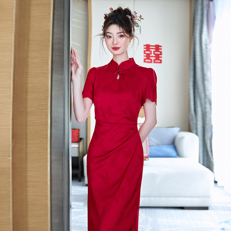 新中式晨袍女新娘小众结婚婚礼可日常穿高级感国风旗袍礼服连衣裙