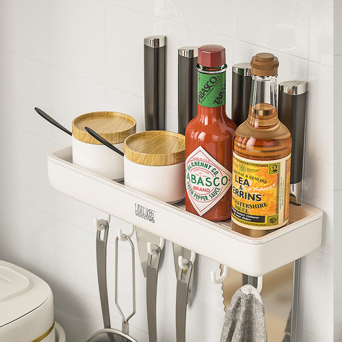 厨房挂勺子铲子挂架免打孔调料佐料收纳刀架墙壁置物架橱柜下挂钩