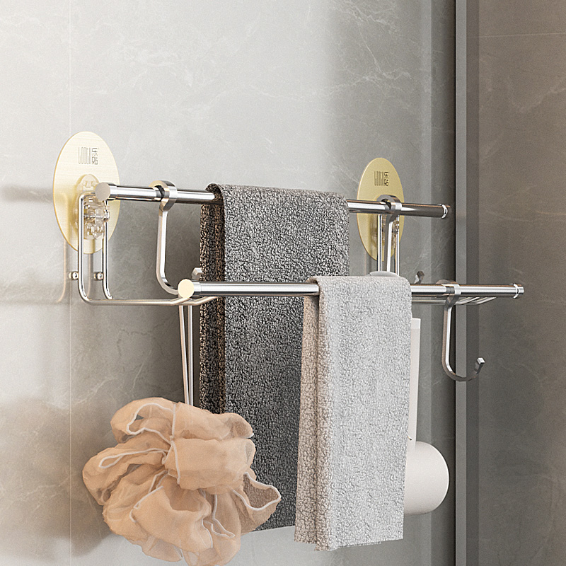 乐贴免打孔不锈钢毛巾架