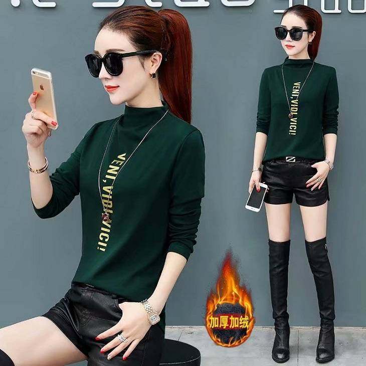 2023 봄 신작 여성용 하프 터틀넥 바닥 셔츠 여성용 긴팔 티셔츠 슬림 피트 한국식 이너 스타일 패셔너블 인 탑