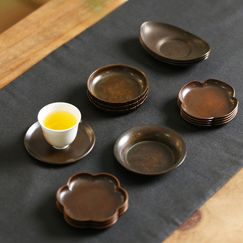 中式纯铜茶杯垫茶托架
