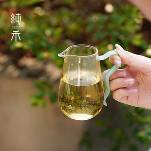 女士高端公道杯茶道公杯全玻璃把手高颜值手工加厚耐热分茶功夫茶