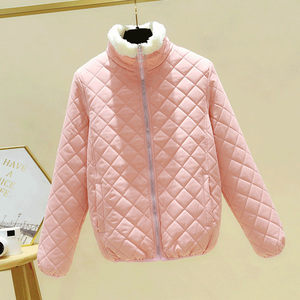 冬季新款羊羔毛棉外套女学生棉衣加绒加厚棉服糖果色立领保暖棉袄