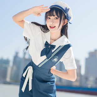 海月社原创泰式校服套装泰中学院风海军风少女水手服可拆卸