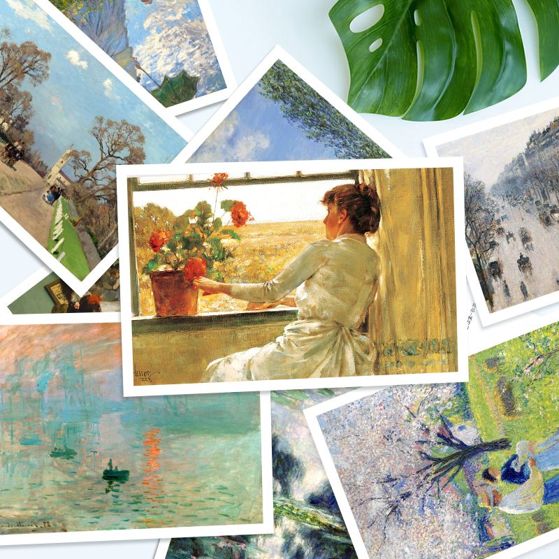 莫奈绘画艺术贺卡节日礼品明信片