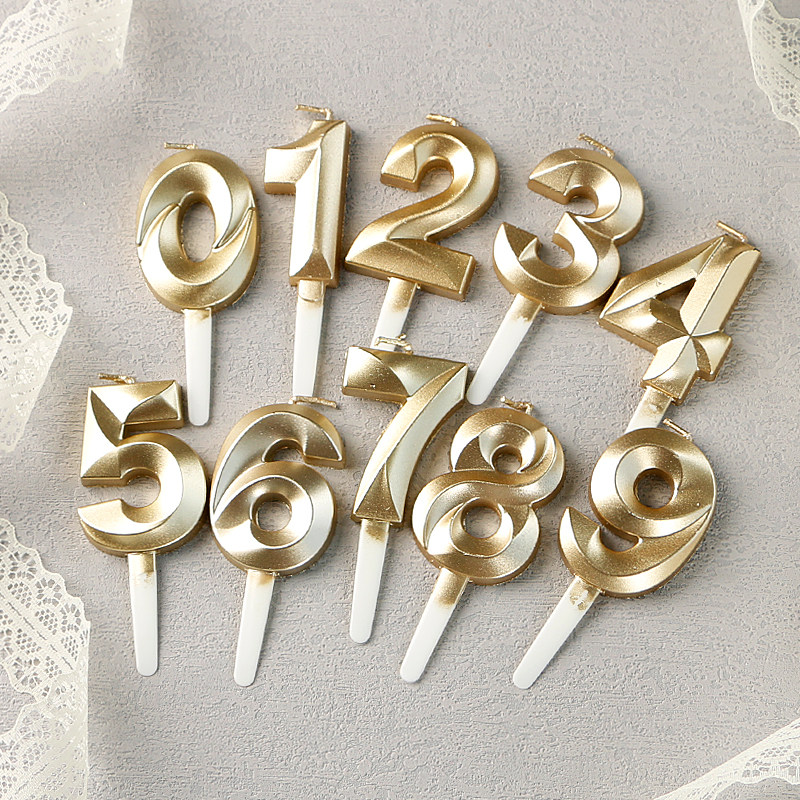 烘焙蛋糕装饰钻石金色数字蜡烛过生日蛋糕装饰周岁派对0-9小蜡烛