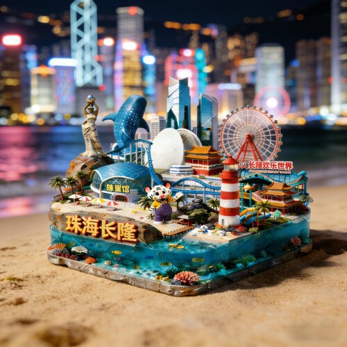 珠海长隆金属浮雕3D磁吸冰箱贴
