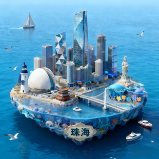 2025新款 冰箱贴珠海城市卡片金属浮雕文化创意礼品磁吸冰箱贴定制