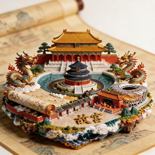 北京故宫锌合金浮雕强磁冰箱贴