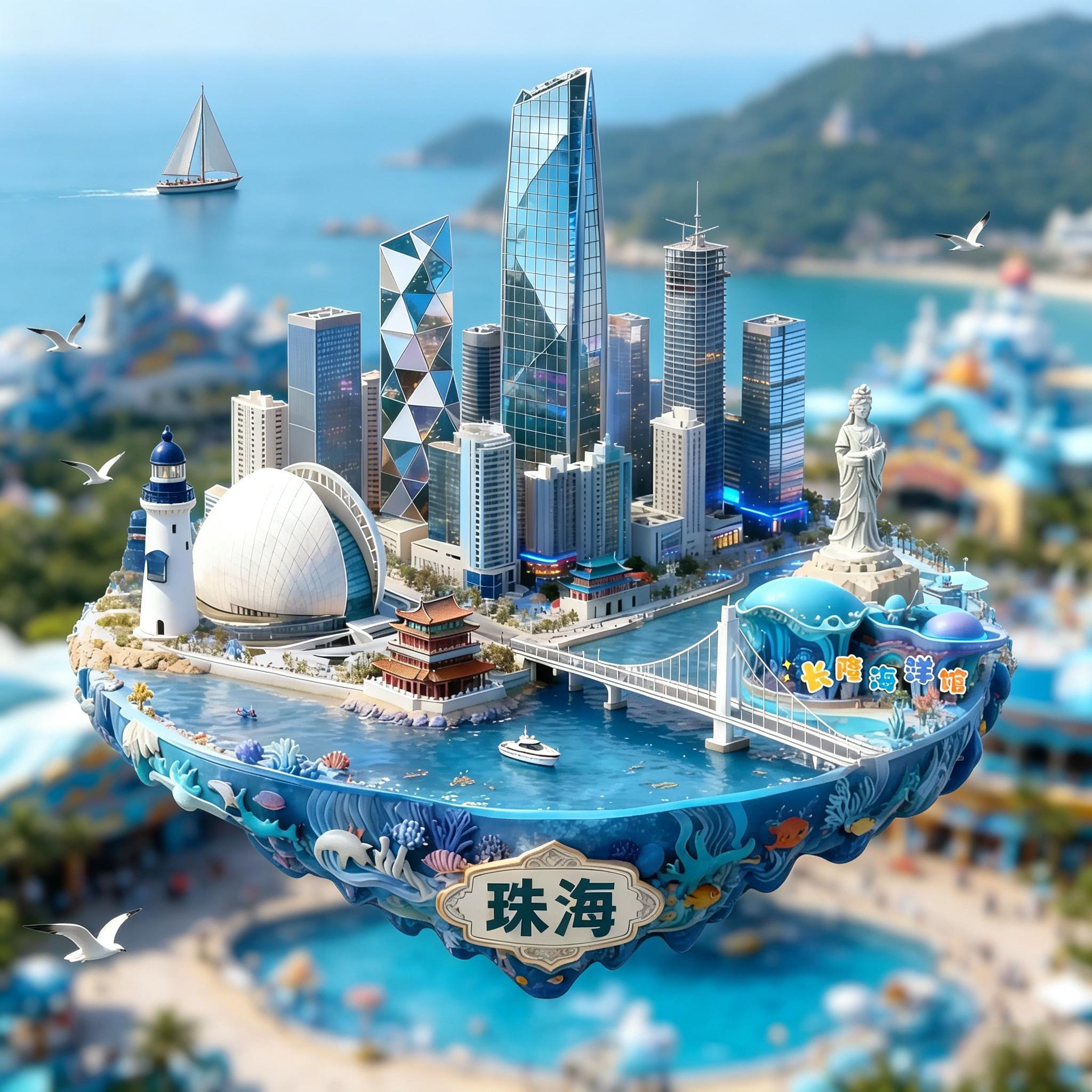 2026新款冰箱贴珠海城市卡片金属浮雕文化创意礼品磁吸冰箱贴定制