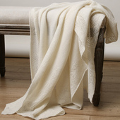 APCSHOP 秋冬新款 镂空钩花边针织纯羊绒围巾女士绒尖精致保暖披肩