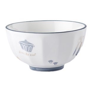 日式家用釉下彩陶瓷5英寸碗专用碗盘餐具单个饭碗汤碗面碗菜盘子