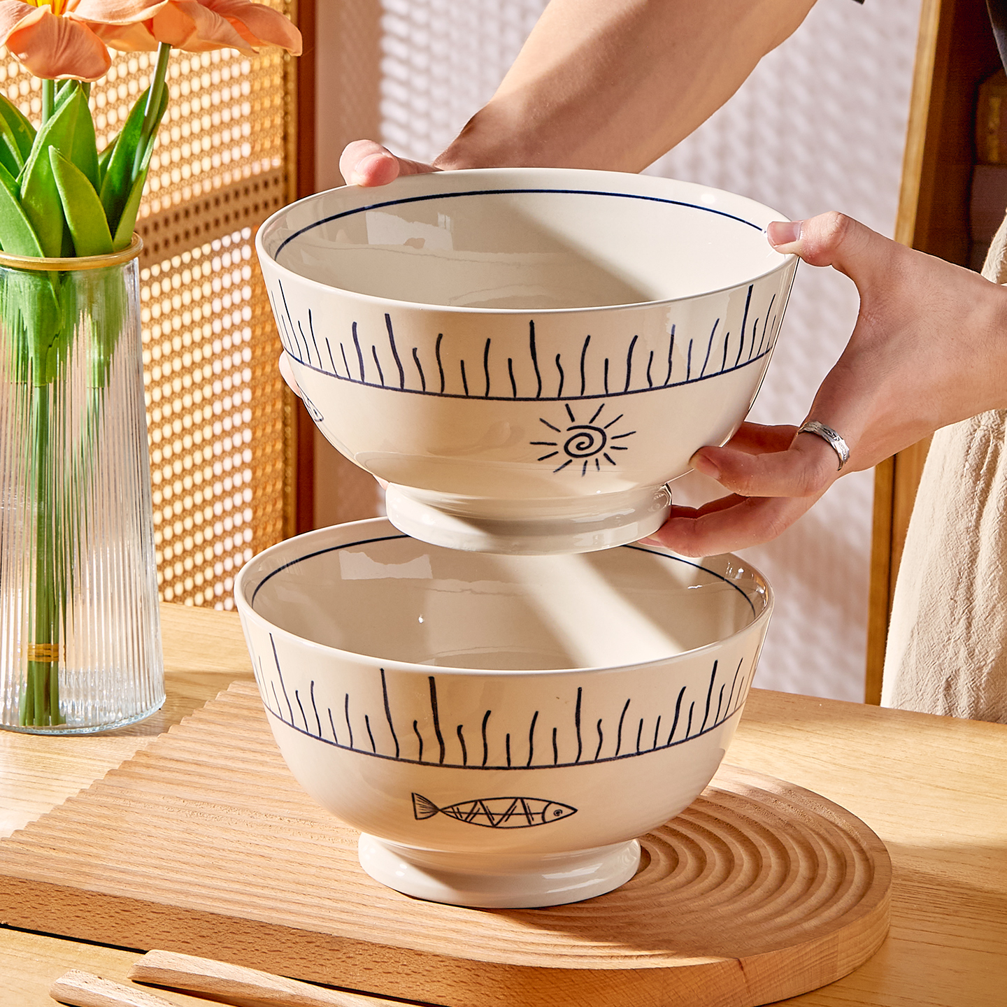 日式复古陶瓷汤碗个人专用新款