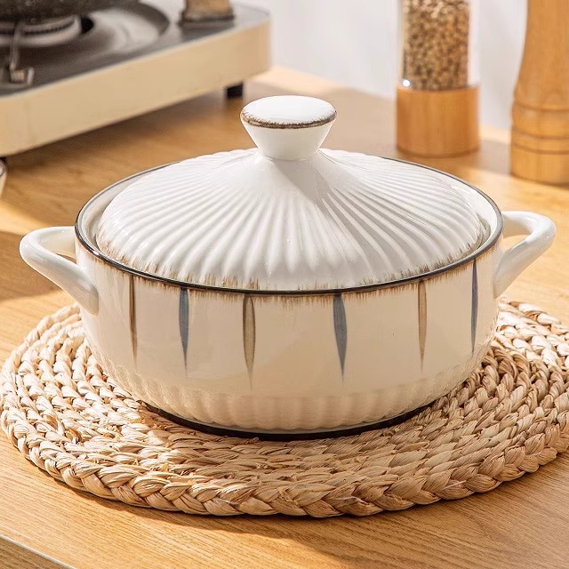 日式双耳带盖猪油罐辣椒油罐子