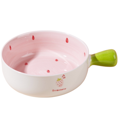 可爱釉下彩陶瓷碗带手柄饭碗面碗