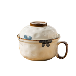 陶瓷多功能泡面碗带盖带手柄个人专用方便面碗学生宿舍食堂打饭碗