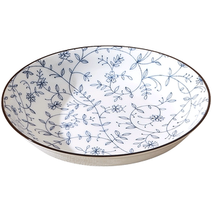 日式釉下彩餐具碗碟景德镇陶瓷盘子菜盘家用高级感餐盘菜碟子深盘