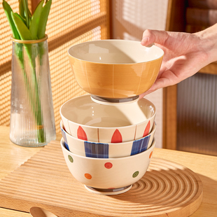 高颜值釉下彩陶瓷面碗家用2025新款日式特别好看的汤面碗吃面条碗