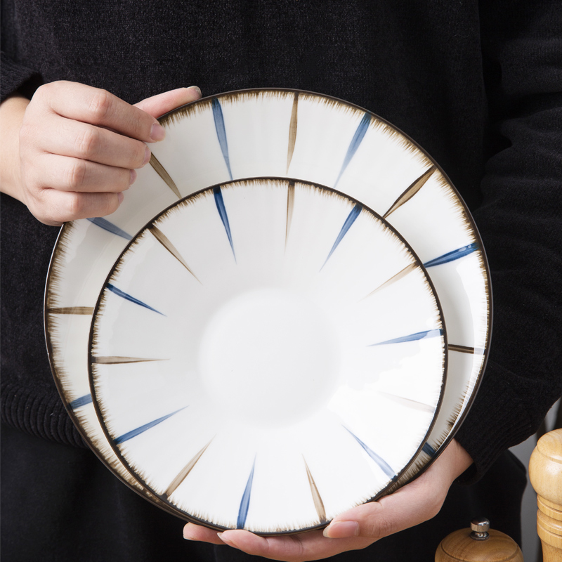蓝和日式2023新款家用陶瓷菜盘子碟子鱼盘高颜值方盘圆盘创意餐具