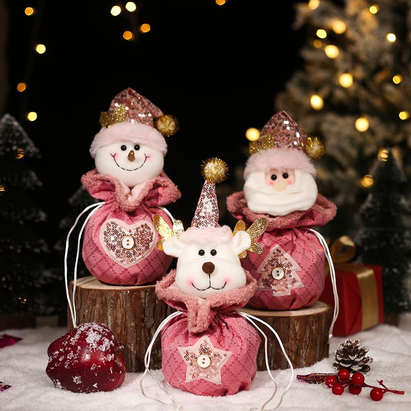 圣诞节礼物苹果袋布艺糖果袋子幼儿园圣诞装饰平安夜包装盒礼品袋