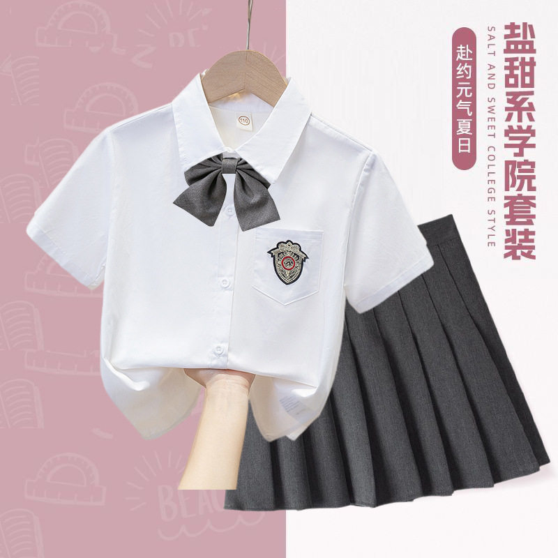 女童JK短袖套装衬衫学院风表演服