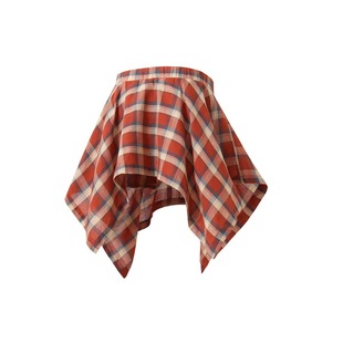 女童春秋2025儿童洋气时髦中大童不规则红蓝格纹裙子蝴蝶结超裙裤