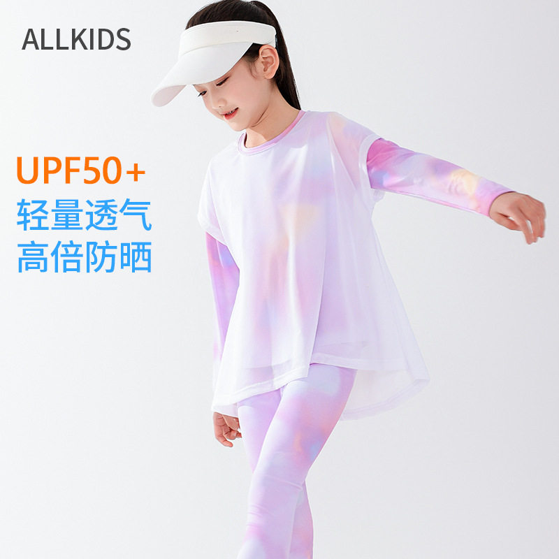 女童夏季速干运动套装女孩儿童瑜伽裤运动服大童跑步训练衣羽毛球