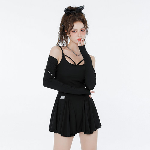 水姿妮泳衣女连体裙式保守显瘦