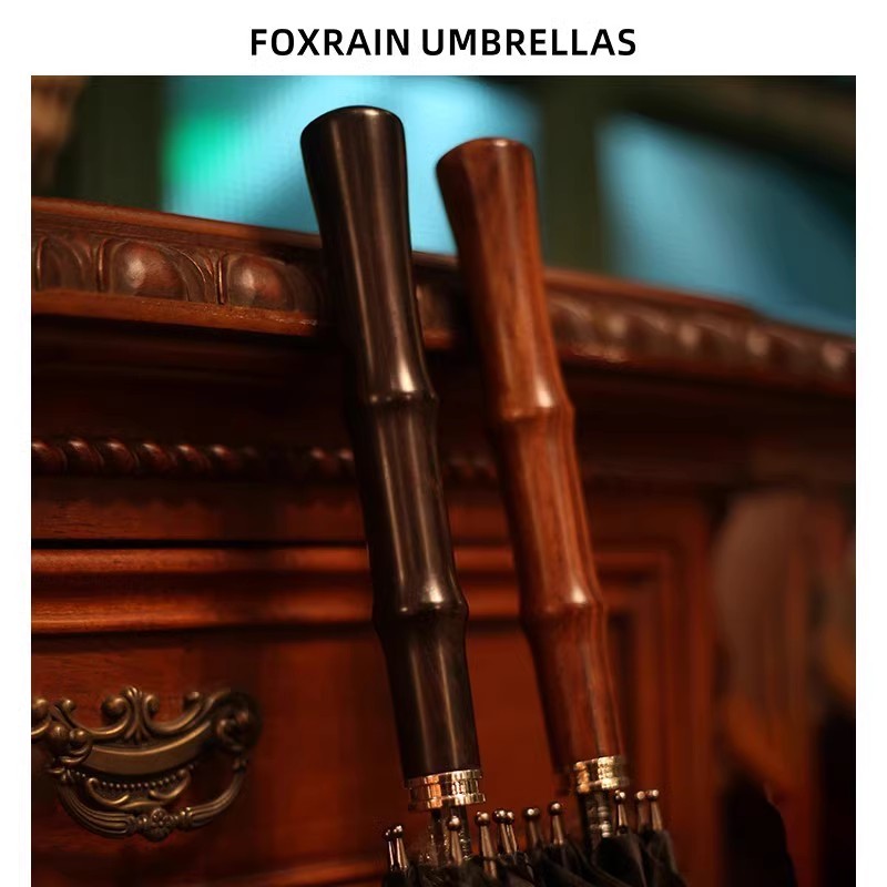 轻奢复古绅士檀木商务大号雨伞