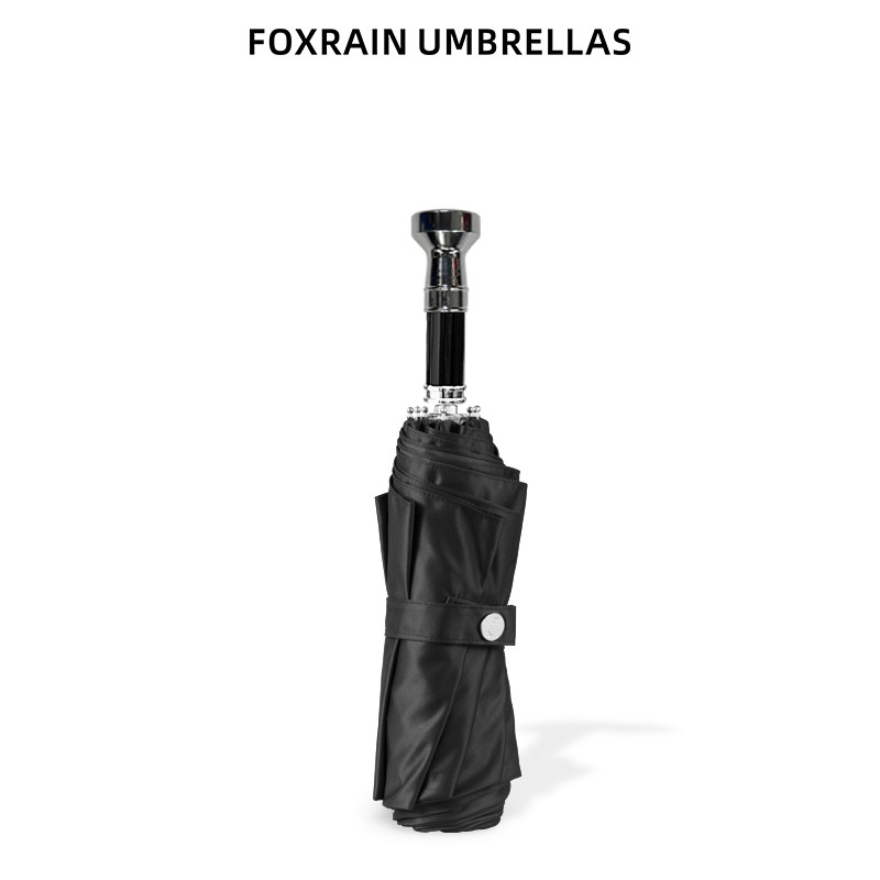 FOXRAIN雨狐绅士黑雨伞男贵族三折叠商务权杖T30高级感定制LOGO