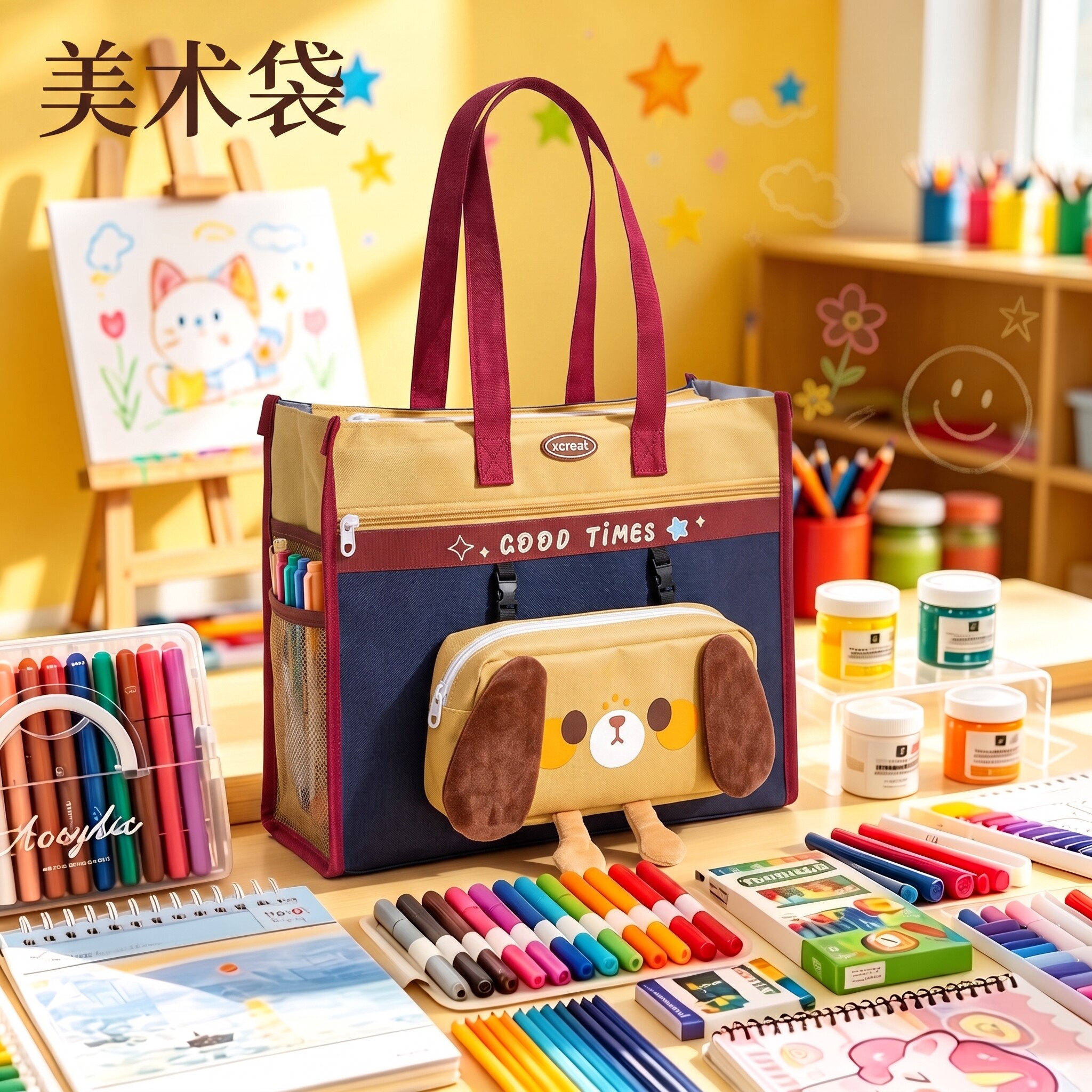 【横版不拖地】加厚600D牛津布小学生专用美术袋手提袋拎书袋儿童补课包补习袋书包男孩女孩工具收纳袋一年级图片